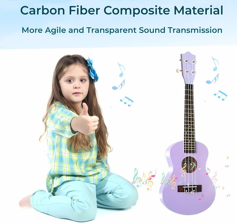 Jakeloo 21 Inch Carbon Fibre Kids Toddler Child Children Acoustic Guitar Ukulele Musical Instruments Ideal for 3-9 Year Old Boys Girls Gifts (Purple) - Image 5
